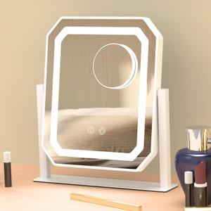 Lighted Makeup Mirror, Hollywood Vanity Mirror with Lights, 3 Color Lighting Modes, Detachable 5X Magnification Mirror, Smart Touch Control, 360Rotation (12in. White) Title Generator Brand