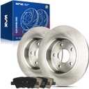 KAX Rear Brake Kit, Carbon Fiber Ceramic Brake Pads and Rotors | Fits Ford Focus 2012-2018 2.0L, 2013-2018 2.0TL, 2018 1.0TL(4-Wheel Disc Brakes ONLY), Automotive Replacement Brake Kit