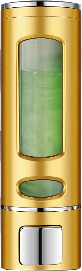 Foam Hand Liquid Soap Dispenser, 400ml Bathroom Shower Dispenser Gel Container Shower Pump Dispenser and Organizer for Bathroom Kitchen Hotel, Refillable Liquid Lotion Soap Dispenser Wall Mounted, Gold
