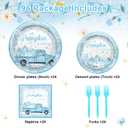 Avezano 96 PCS Little Pumpkin Baby Shower Decorations Blue Pumpkin Plates and Napkins for Boys Fall Autumn Baby Shower Decoration Supplies, Serves 24