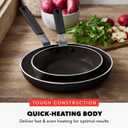 GreenPan x Bobby Flay 2 Piece- 8 and 10 Nonstick Frying Pan Skillet Set, PFAS-Free Diamond Ceramic, Induction Suitable, Stay-Cool Silicone Handle, Easy Clean Dishwasher & Oven Safe, Black
