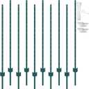 VEVOR 5 Feet Fence Post, 10 Pack U-Channel Heavy Duty Metal Fence Posts with 30 Zip Ties & 20 Clips, Sturdy Steel Fence Stakes for Garden Yard, Lawn, Farms and Outdoor Wire Fencing, Green