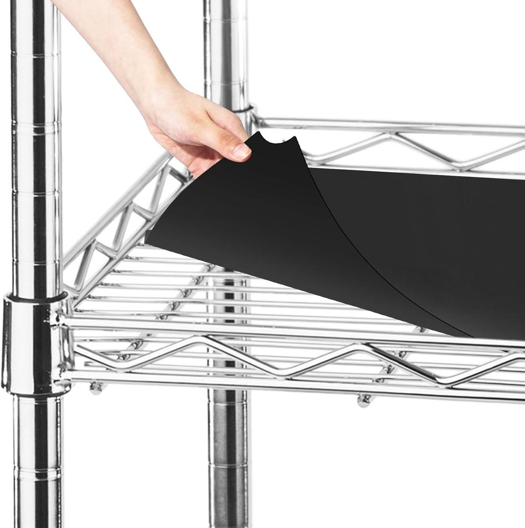 Frienda Set of 10 Wire Shelf Liner 11.8 x 16.6 Inch Heavy Duty Shelf Liners Packed Flat for Wire Shelving, Waterproof Non Adhesive Plastic Mat for Metal Rack Kitchen Shelves, Shoe Rack (Black)