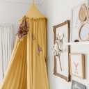 IBIZA VIBE MAMERIA Kids Bed Canopy with Frills Cotton Cover Net for Baby Crib Reading Nook Curtain Hideaway Hanging Round Tent Nursery Bedding Play Room Decor (02CNP0002-YL) (Mustard)
