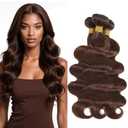#4 Brown Human Hair Bundle Chocolate Brown Body Wave Bundles 20 22 24 inch 10A 100% Unprocessed Brazilian Virgin Hair 3 Bundles Color #4 150g