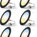 FREELICHT 6 Pack Retrofit LED Recessed Lighting 6 Inch, Selectable 2700K/3000K/4000K/5000K/6000K, Dimmable Flat LED Can Lights, 10W=110W, 1000LM, IC & Damp Rated, ETL & FCC, Black