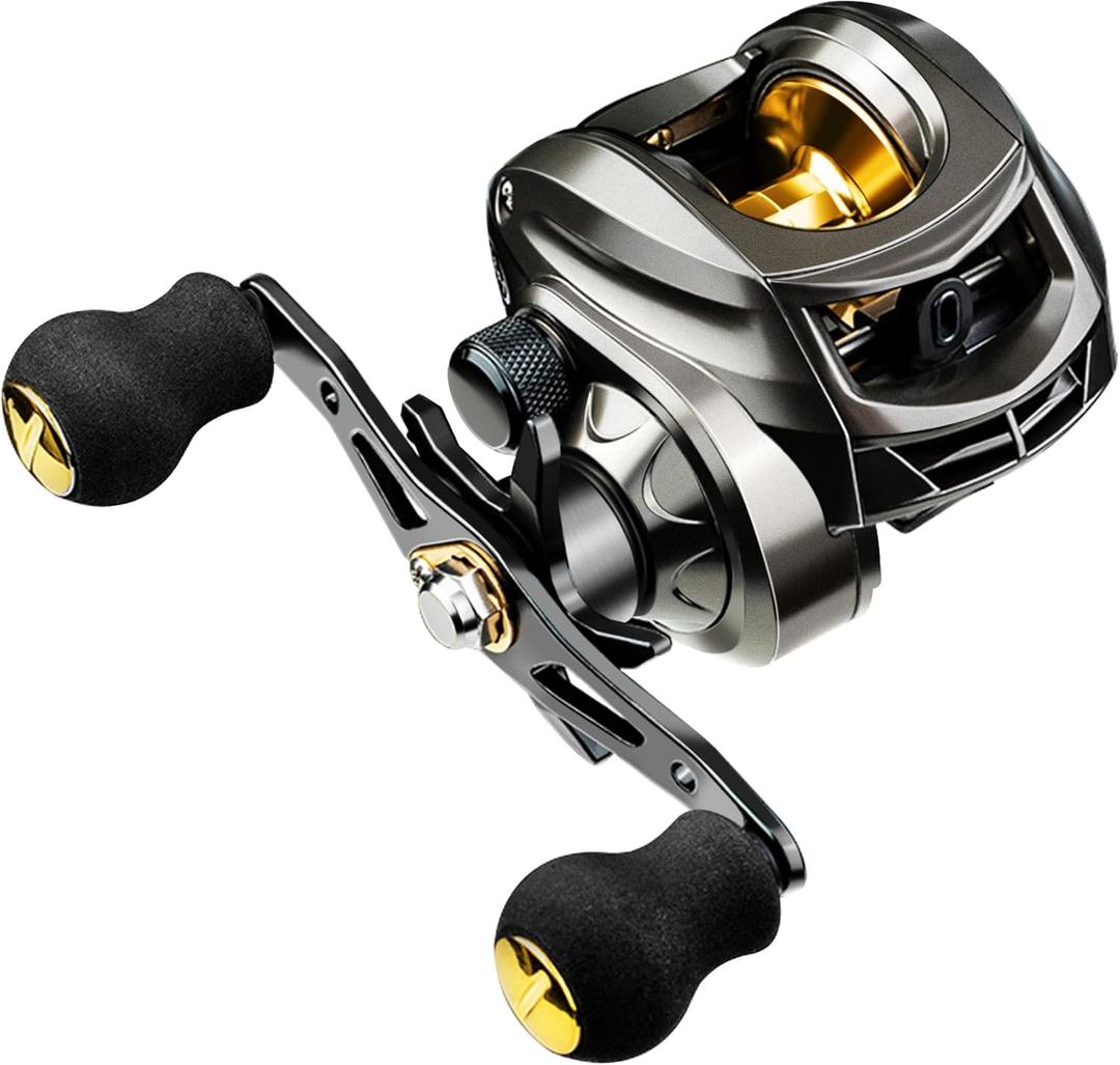 Baitcasting Reel, Fishing Reel, Magnet Braking System, 17.6 LB Max Drag, 7.2:1 and 6.3:1 Gear Ratio