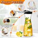 2 x Plastic Water Carafe, Leak-Proof Flip Lid Design, 35oz/51oz Capacity for Juice, Iced Tea, Lemonade, Suitable for Kitchen, Refrigerator, Picnics, Parties, Restaurants (2, Black lid, 35 oz)