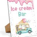 Ice Cream Birthday Party Sign, Ice Cream Bar, 811 Wooden Play Sign with Stand, Ice Cream Party Decorations, Ice Cream Birthday Party Supplies, Summer Birthday Party Decorations - LP085