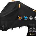 300D Heavy Duty Motorcycle Cover - All Season Waterproof Outdoor Protection with Lock-Holes, Night Reflective & Storage Bag Fits up to 108" Cruiser, Touring, Sportbike, Dirt Bike, Scooter (XL = 108" x 42" x 50")