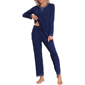 MoFiz Women's Pajamas Sets Long Sleeve Sleepwear 2 Piece Pjs Lightweight Lounge Set with Pockets, S