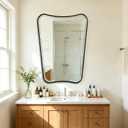 POZINO 36"x24" Irregular Beveled Bathroom Mirror for Over Sink