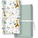 Extra Stretchy Changing Pad Cover, Ultra Soft Premium Jersey Knit Changing Pad Sheets, Unisex for Boys Girls, Fits All Standard Changing Tables/Dresser Tops - 2 Pack (Sage Safari)