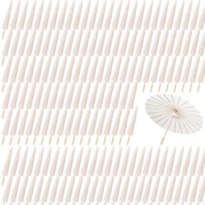 MBJZSL White Paper Umbrellas, 23.6 Inch Paper Parasol Umbrellas Chinese Japanese Style DIY Umbrellas Decorative Vintage Decor for Wedding Props