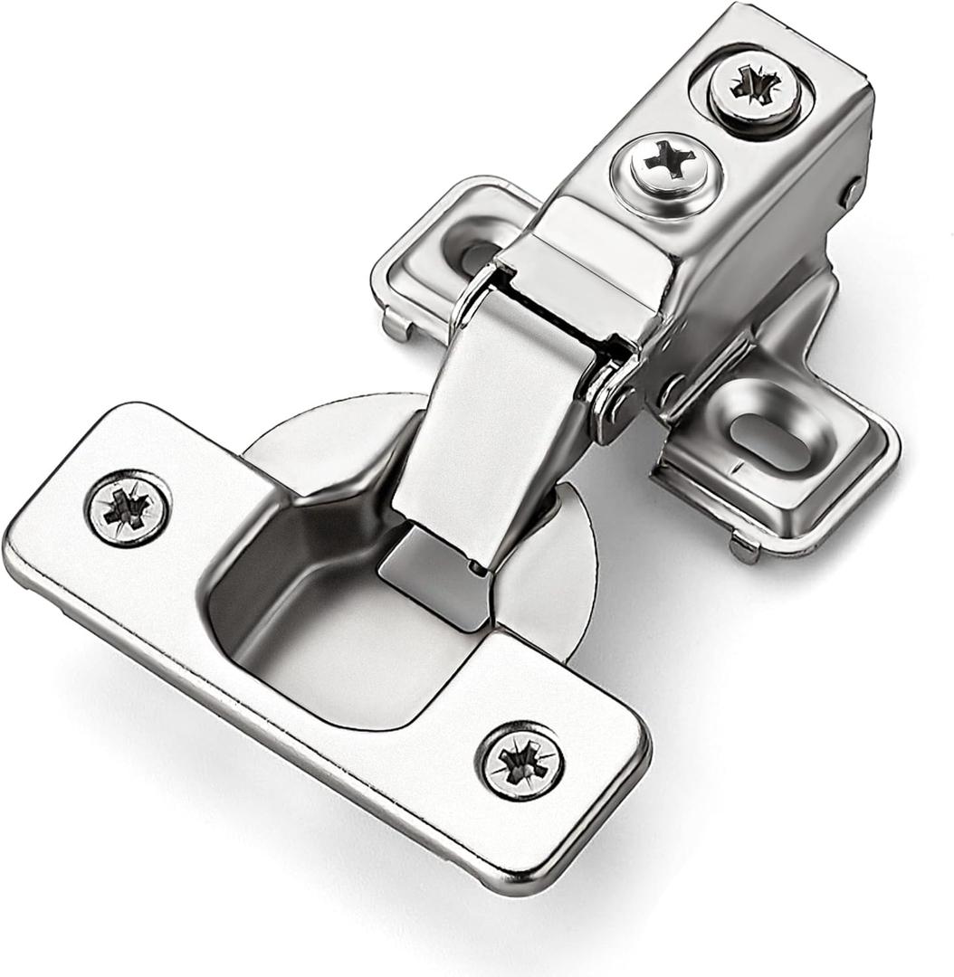 Ravinte 60 Pack 30 Pairs Short Arm Kitchen Cabinet Hinges for 1/2 Inch Overlay Cabinet, Brushed Nickel 105 Degree Opening Angle Hinges, Soft Close Concealed with Mounting Screws for Face Frame Door