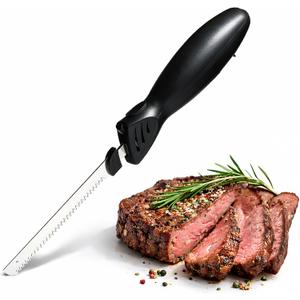 COOK WITH COLOR Electric Knife, 100W Power, Dual Stainless Steel Blades for Precise Cutting, Ergonomic Handle, Low Noise and Vibration, Ideal for Bread, Meat, and Vegetables, Black