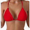 Tainehs Women's Sexy Halter Thong Bikini Top String Micro Triangle Bikini Top Swimsuit, Size Small