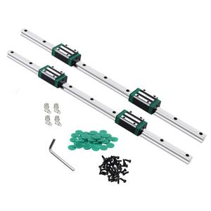 Linear Guide Rail Set of 2 HGR20 400mm Linear Slide Rail 4PCS HGH20CA Carriage with Wrench, Plastic Dust Cap, Head Screw Slider Block CNC Kit for DIY CNC Routers Lathes Mills 3D Printer