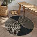 Lahome Enfys Modern Rainbow Round Rug 4ft, Circular Indoor Outdoor Kitchen Rug Washable Farmhouse Carpet, Contemporary Non Slip Round Door Mat for Bedroom Front Porch