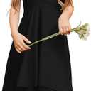 Chiffon Flowy Dresses Flower Girls Asymmetrical with Ruffles Sleveless Swing Party Gowns A-Line Dress (Black) 11-12Years 