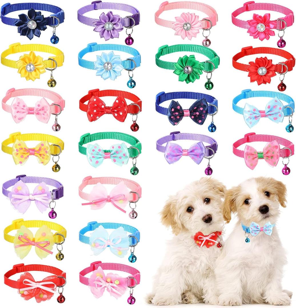 Saintrygo 13 Pack Dog Bow Tie Collar - Adjustable Bowtie, Flower Neck Tie for Medium Small Dog Cat Puppy(Cute)