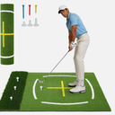 Dual Turf Golf Hitting Mat 5x4 FT Practice Golf Mat w/ Path & Stance Guide Lines
