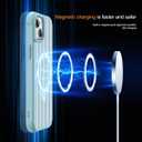 Compatible with Striped iPhone 15 Case with Stand,6.1" Blue