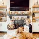 Neutral Fall Garland for Mantle Fireplace - 2 Pack Toatal 18Ft Outdoor Autumn Leaves Decor for Home Front Door with Pumpkins Indoor Maple for Farmhouse Stairs Porch Halloween Thanksgiving Decorations (9Ft)