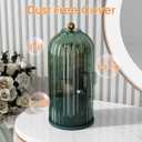 YOOLENS Makeup Brush Holder with Lid 360 Rotating Clear Dustproof Make Up Organizers for Vanity Bathroom Countertop, Green