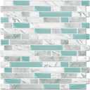 STICKGOO Peel and Stick Tile Backsplash for Kitchen, 1212Stick on Backsplash, Self Adhesive Tile for Kitchen Backsplash and Bathroom(10 Sheets, Thicker Design) (Green, White Marble, Grey)