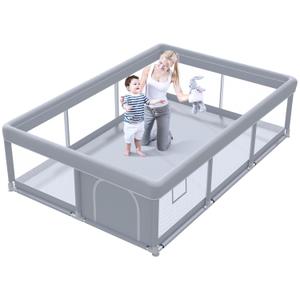 besuhot Extra Large Baby Playpen 74x 50 Inch Playpen for Babies and Toddlers with Anti-Slip Suckers and Zipper Gate, Safety Baby Activity Center for Indoor & Outdoor