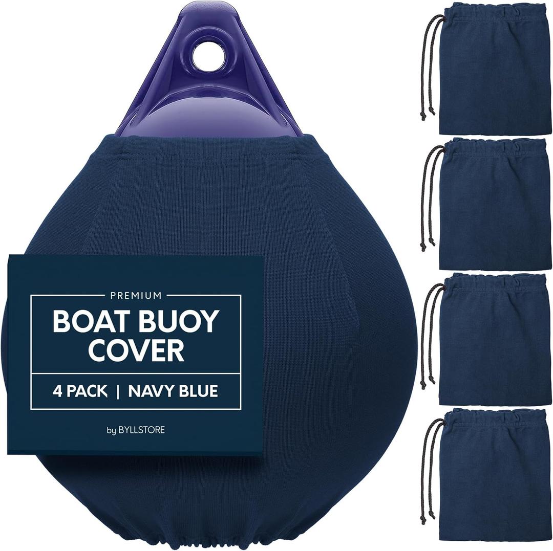 Boat Buoy Covers | 1, 2 & 4-Pack | Navy Blue | Diameter x Length: 15″ x 19″ & 17.5″ x 21″ | Polyester (4-Pack & 15″ x 19″)