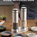 FORLIM Electric Salt and Pepper Grinder Set, Upgraded Washable, Batteries Powered Automatic One-Handed Operation with LED, Adjustable Coarseness Pepper and Salt Grinder Refillable, Stainless Steel