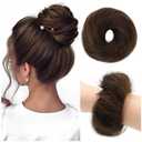 100% Real Human Hair Bun Natural Curly Chignon Fluffy Donut Updo Messy Bun Hair Piece Scrunchies Extension for Women Girls (Dark Brown)