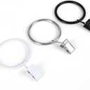40 PCS Metal Curtain Rings with Clips, Black Drapery Rings for Hanging, Curtain Clips 1.26" Interior Diameter