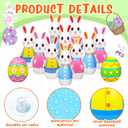 Shappy 12 Pcs 28 Inch Giant Inflatable Easter Bunny Bowling Set with Egg, Inflatable Easter Game for Kids Adults Family, 10 Pins and 2 Balls for Party Toys Indoor Outdoor Holiday Activities