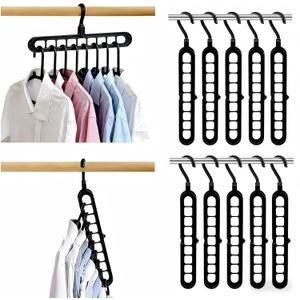 10pcs 9-Hook Rotating Hanger Organizer, 20lb Heavy Duty Space Saving Closet Organizer for Dorm Room & Apartment, 360° Swivel Hanger Holder Compatible with Plastic Black Hangers