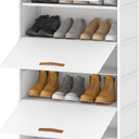 Shoe Rack, 7 Tier Shoe Storage Cabinet with Door 20 Pair Plastic Shoe Shelves Organizer for Closet, Entryway, Hallway, Bedroom, White