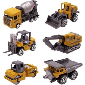 Kids Diecast Construction Vehicles Metal Engineering Cars Set Toys Play Trucks for Boys Age 3 4 Birthday Party Supplies Cake Topper (Pack of 6)