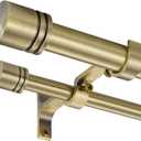 Double Curtain Rods 36-72 Inches for Windows, 1 Inch Diameter Adjustable Heavy Duty Drapery Rod with Aluminum Alloy Brackets and Finials, Modern Stylish Dual Curtains Rod, Antique Bronze