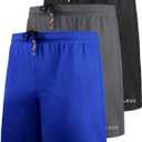 NELEUS Men's 7 inch Lightweight Workout Running Shorts with Pockets (Medium, 6058# 3 Pack: Black,grey,blue)