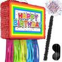 Birthday Piata 4-Piece Set great for Boy, Girl, and Adult party. Happy Birthday Decorations, fun & unique style, fits candy party favors (16X10) durable!