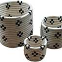 Handwoven African Planter Baskets (Set of 3) Sisal basket for Indoor Plant Pots Vase Home decor Storage Organizer Zen Designs Arts and Crafts (Natural and Black)