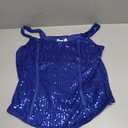 Women Bustier Corset Top Sexy Slim Tank Top Square Neck Sequin Royal Blue Summer Sleeveless Party XL