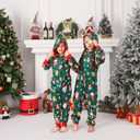 Christmas Onesie Pajamas Family Vacation Novelty One-piece Hooded Matching PJs Allover Pattern Sleepwear Nightwear (Small, Green Star Gnome)