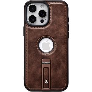 Bullroye for iPhone 16 Pro Case Leather with Stand, Strong Magnetic Fits for MagSafe (Cocoa, iPhone 16 Pro)