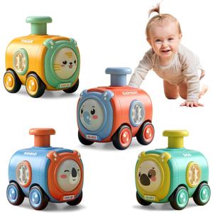 Animal Toy Cars for Toddlers 1-3, Press and Go Racing Cars Set, Baby Toys 18 Months, Whistle Vehicles for 1 Year Old Boys Girls, Baby Christmas Birthday Gifts