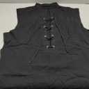 SYQBR Mens Medieval Pirate Lace-up Sleeveless Shirt, Renaissance Viking Stand Collar Top, Steampunk Gothic Costume Tunic L