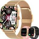 Smart Watch for Women Fitness Tracker: Gold Make Answer Call Waterproof Running Smartwatch Android Phone iPhone Samsung Compatible Digital Mens Watches Pedometer Step Tracker Heart Rate Monitor