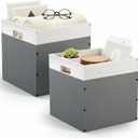 AceOrbit 2 Pack Gray Wood Crates Wooden Storage Box, Modular Open Cube Bins 11x11x11 Inch Stackable Wooden Storage Bins with Handles for Closet Shelf Toy Book Clothes Home Office